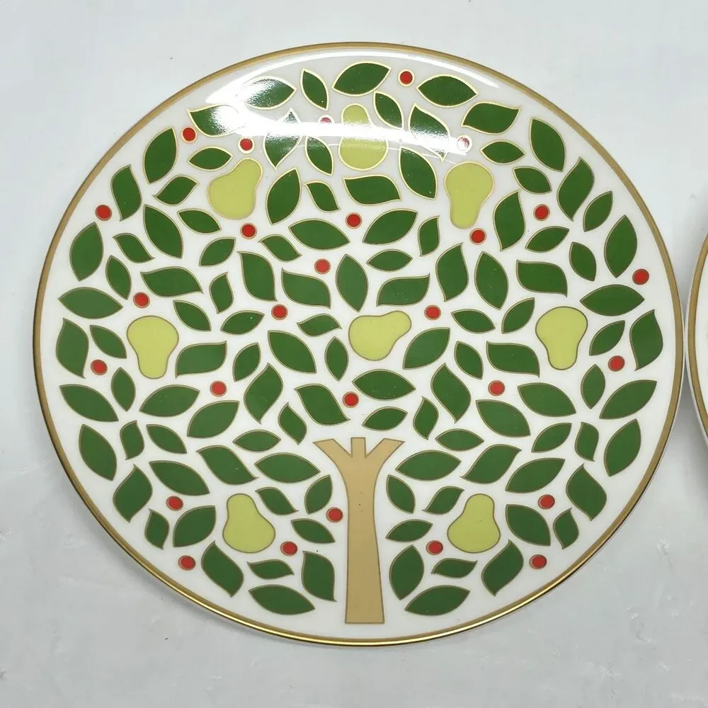 Kate Spade Lenox Pear Tree Point SET of 4 Tidbit Party Holiday Plates 6 Inches